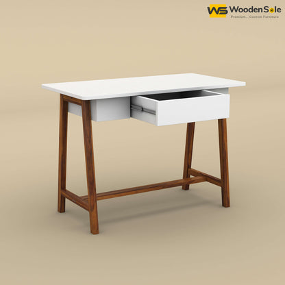Modern Study Table (White & Honey Finish)