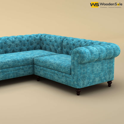 Maharaja Corner Sofa (Cotton, Teal Blue)