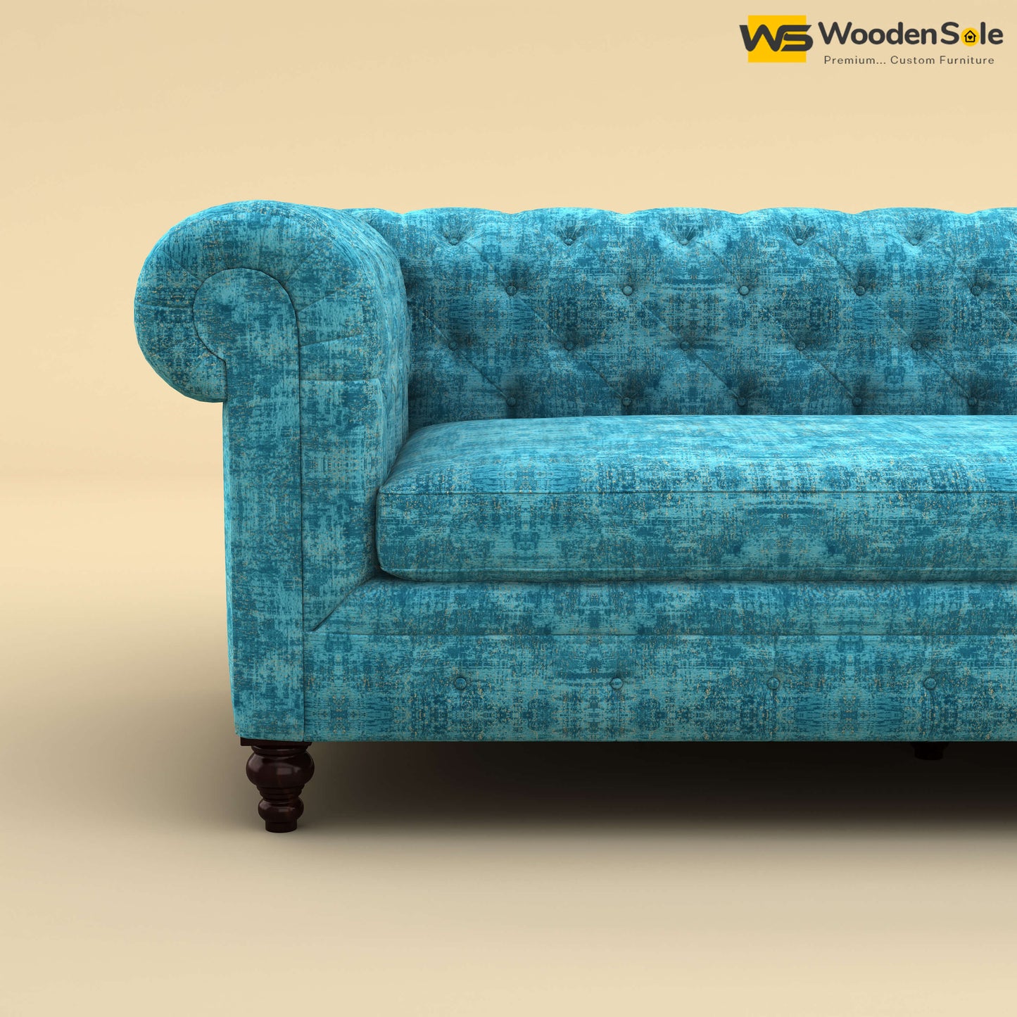 Maharaja L Shaped Sofa (Cotton, Teal Blue)