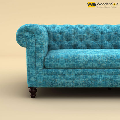 Maharaja L Shaped Sofa (Cotton, Teal Blue)