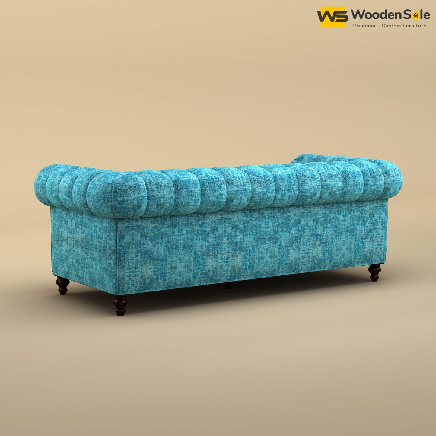 Maharaja Fabric 3 Seater Sofa (Cotton, Teal Blue)