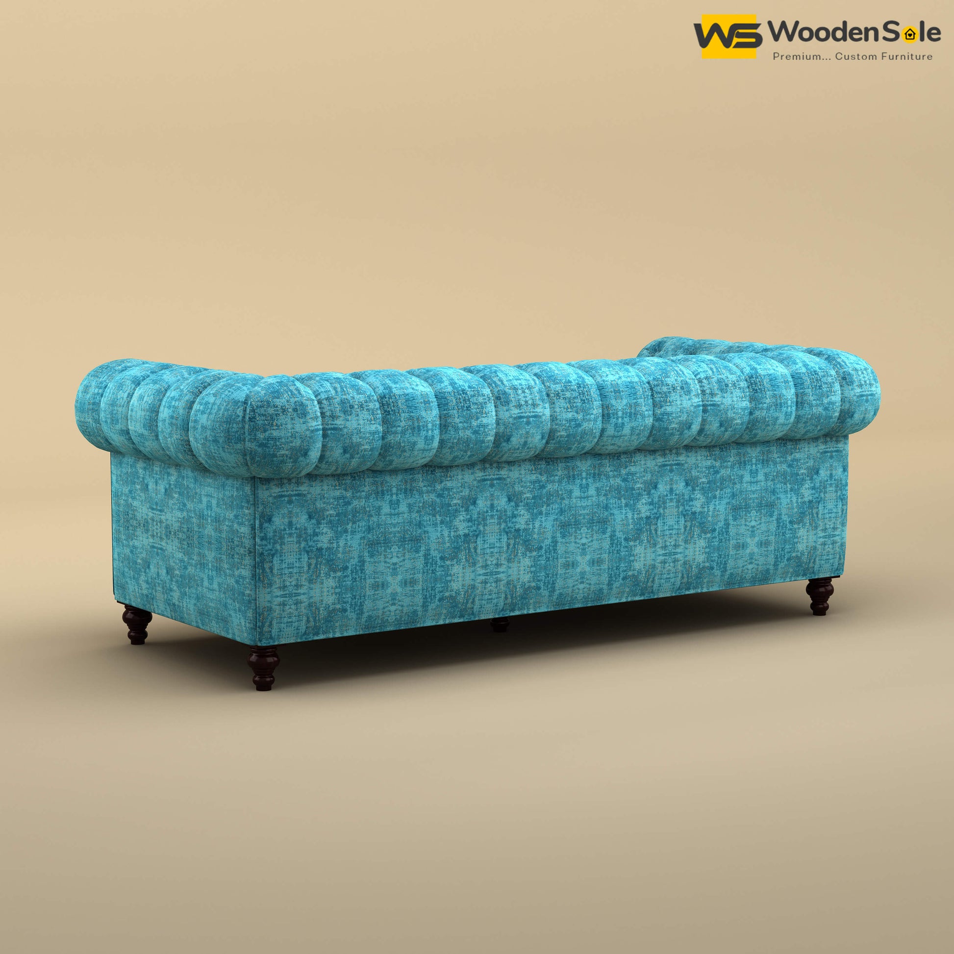 Maharaja Fabric 3 Seater Sofa (Cotton, Teal Blue)