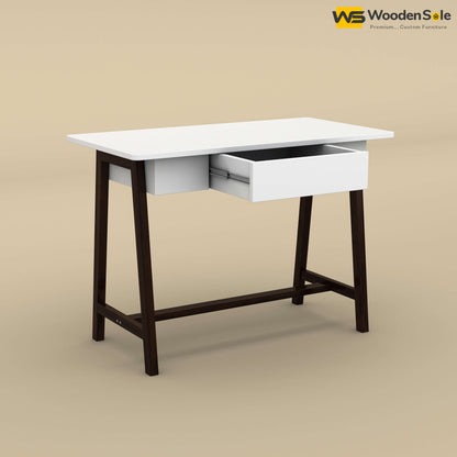 Modern Study Table (White & Walnut Finish)