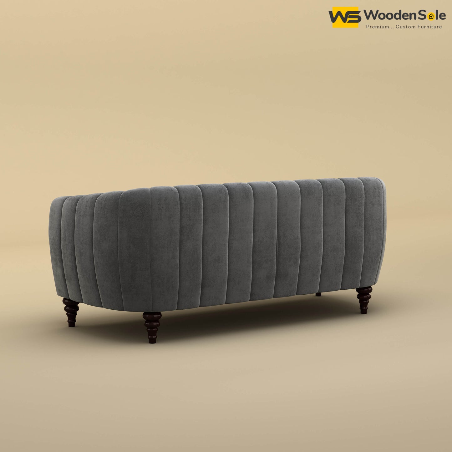 Amaya Three Seater Fabric Sofa (Velvet, Charcoal Gray)