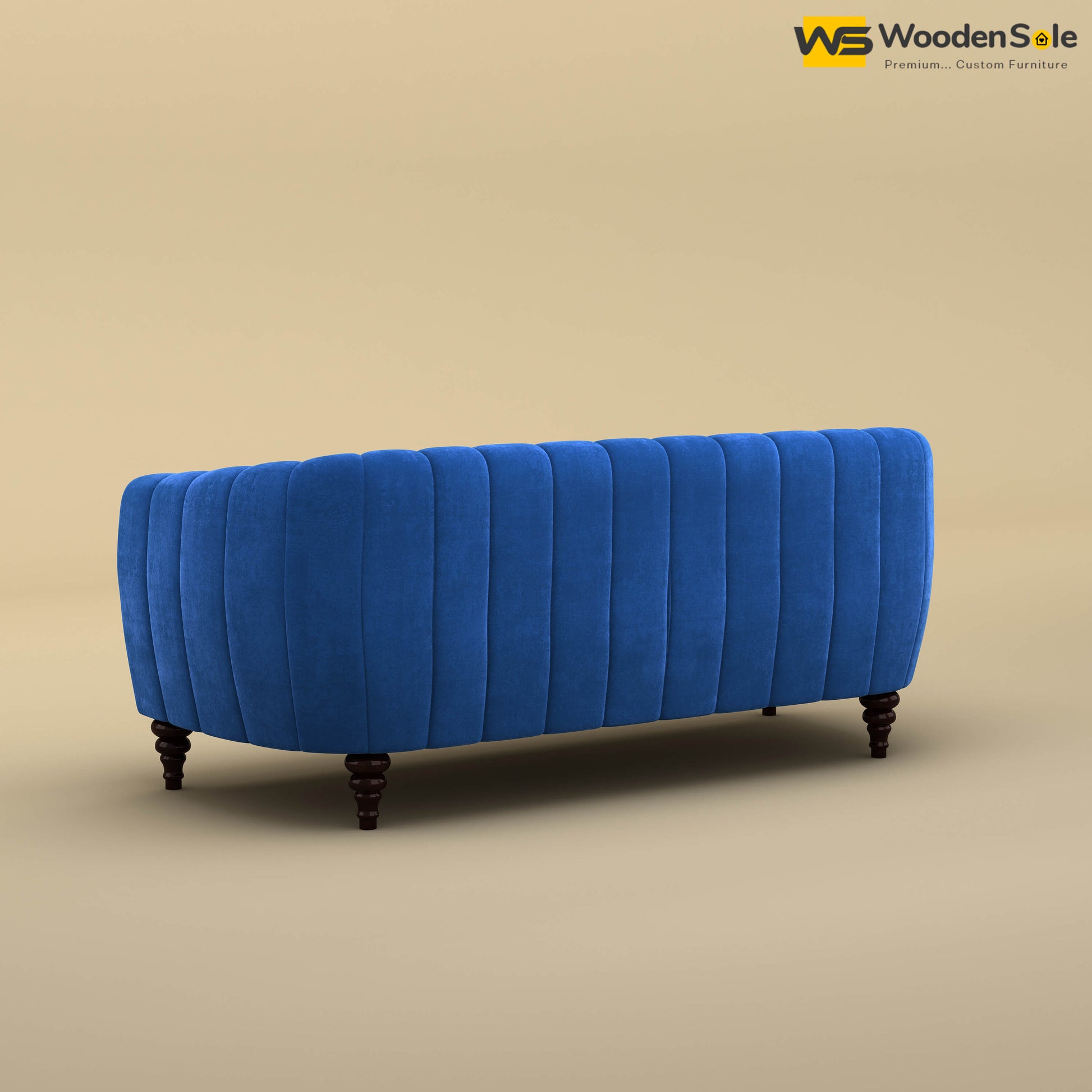 Amaya Three Seater Fabric Sofa (Velvet, Royal Blue)
