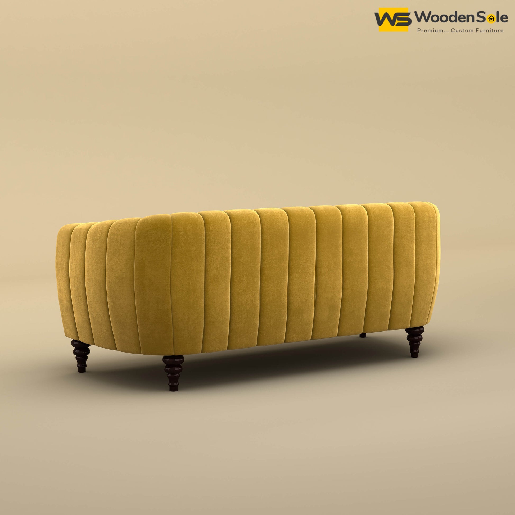 Amaya Three Seater Fabric Sofa (Velvet, Mustard Yellow)