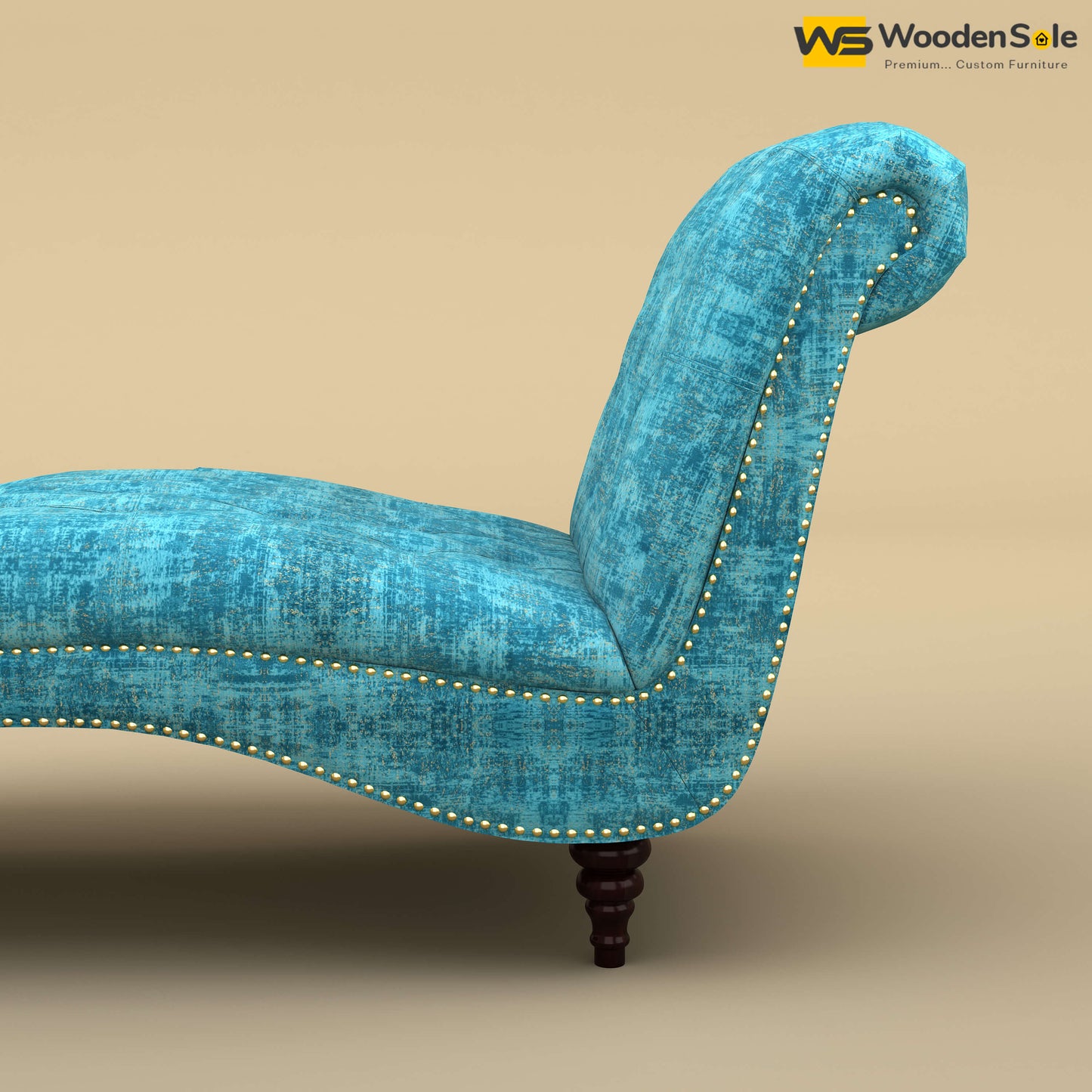Toronto Chaise Lounge (Cotton, Teal Blue)