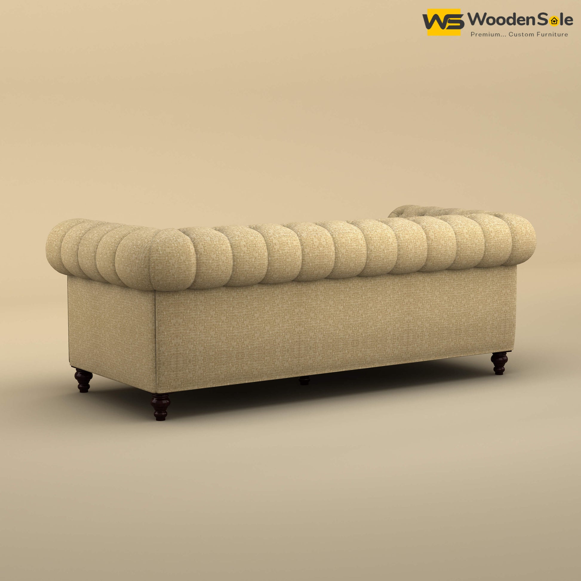 Maharaja Fabric 3 Seater Sofa (Cotton, Faux Cream)
