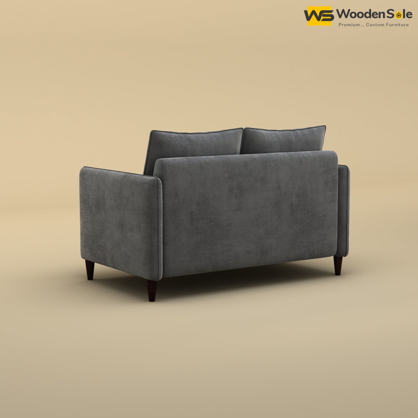 Citron 2 Seater Fabric Sofa (Velvet, Charcoal Gray)