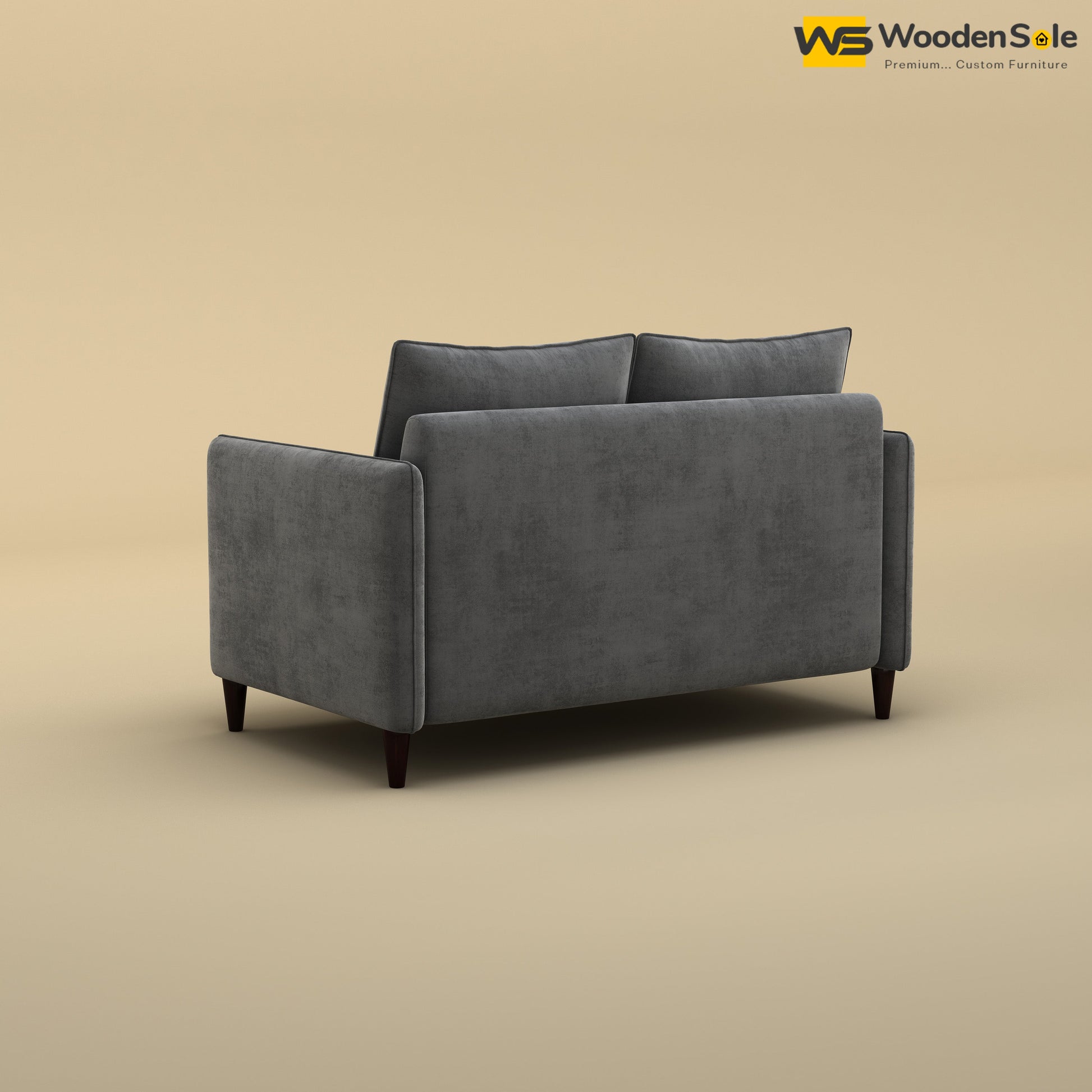 Citron 2 Seater Fabric Sofa (Velvet, Charcoal Gray)