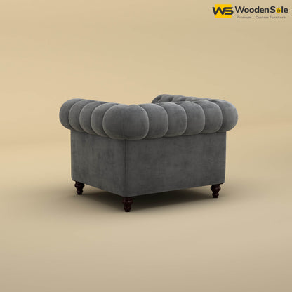 Maharaja Fabric 1 Seater Sofa (Velvet, Charcoal Gray)
