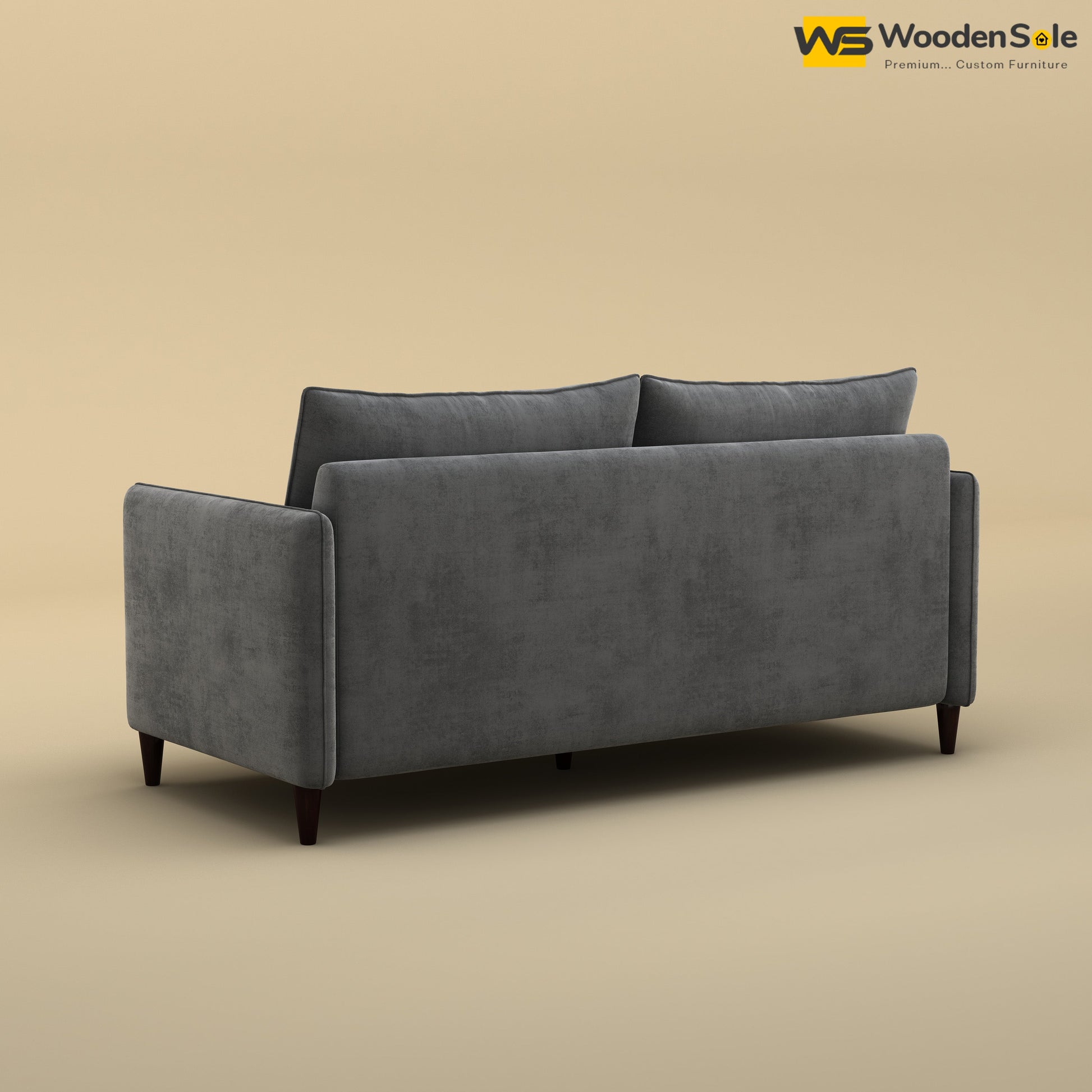 Citron 3 Seater Fabric Sofa (Velvet, Charcoal Gray)