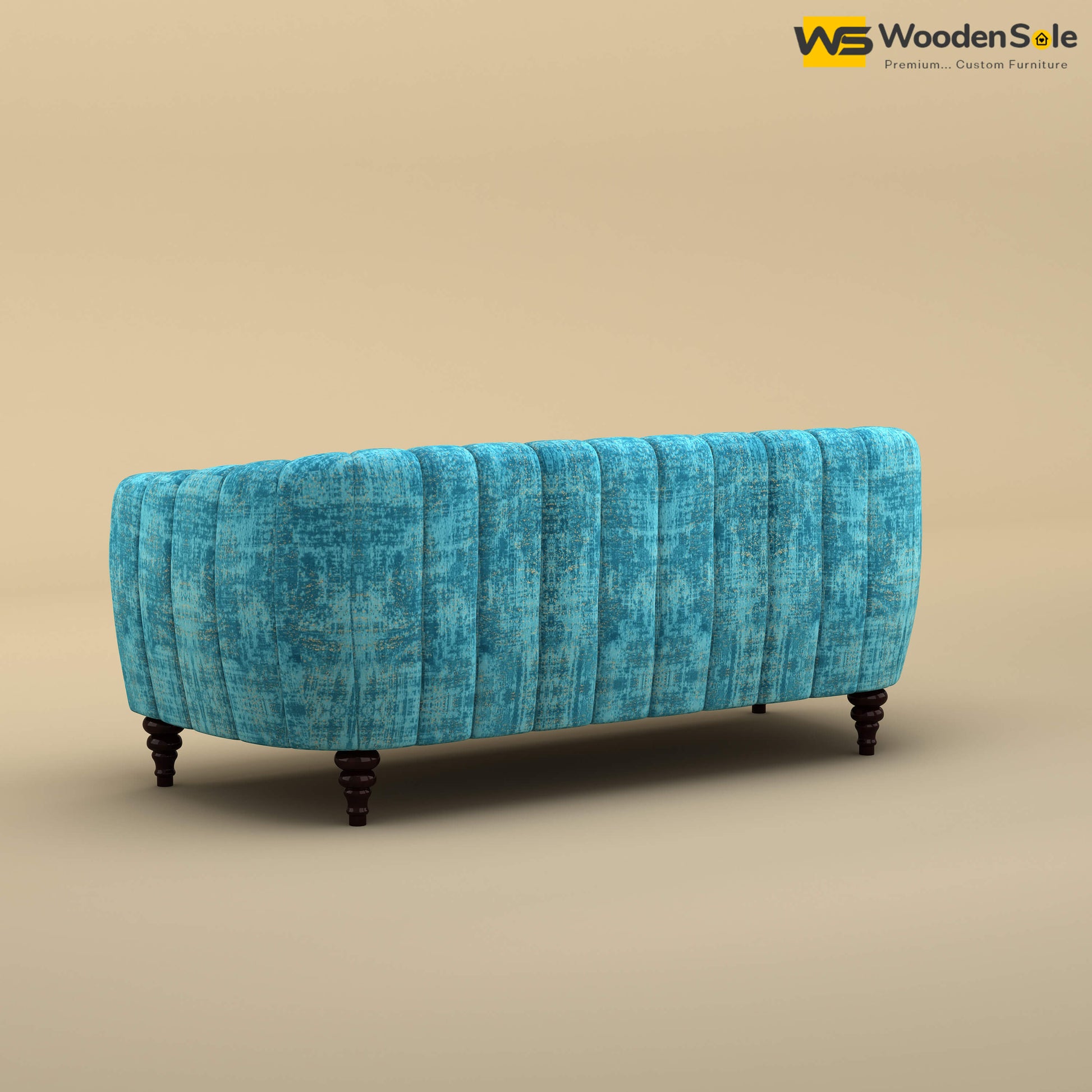 Amaya Three Seater Fabric Sofa (Cotton, Teal Blue)