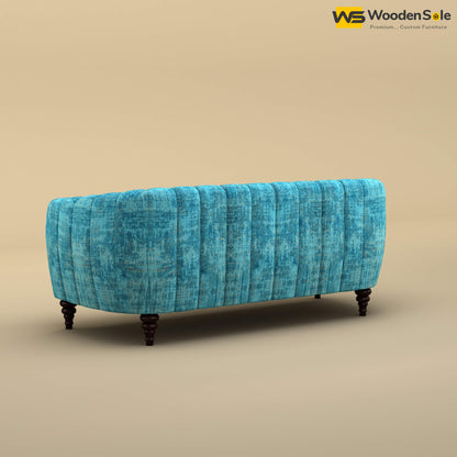 Amaya Three Seater Fabric Sofa (Cotton, Teal Blue)
