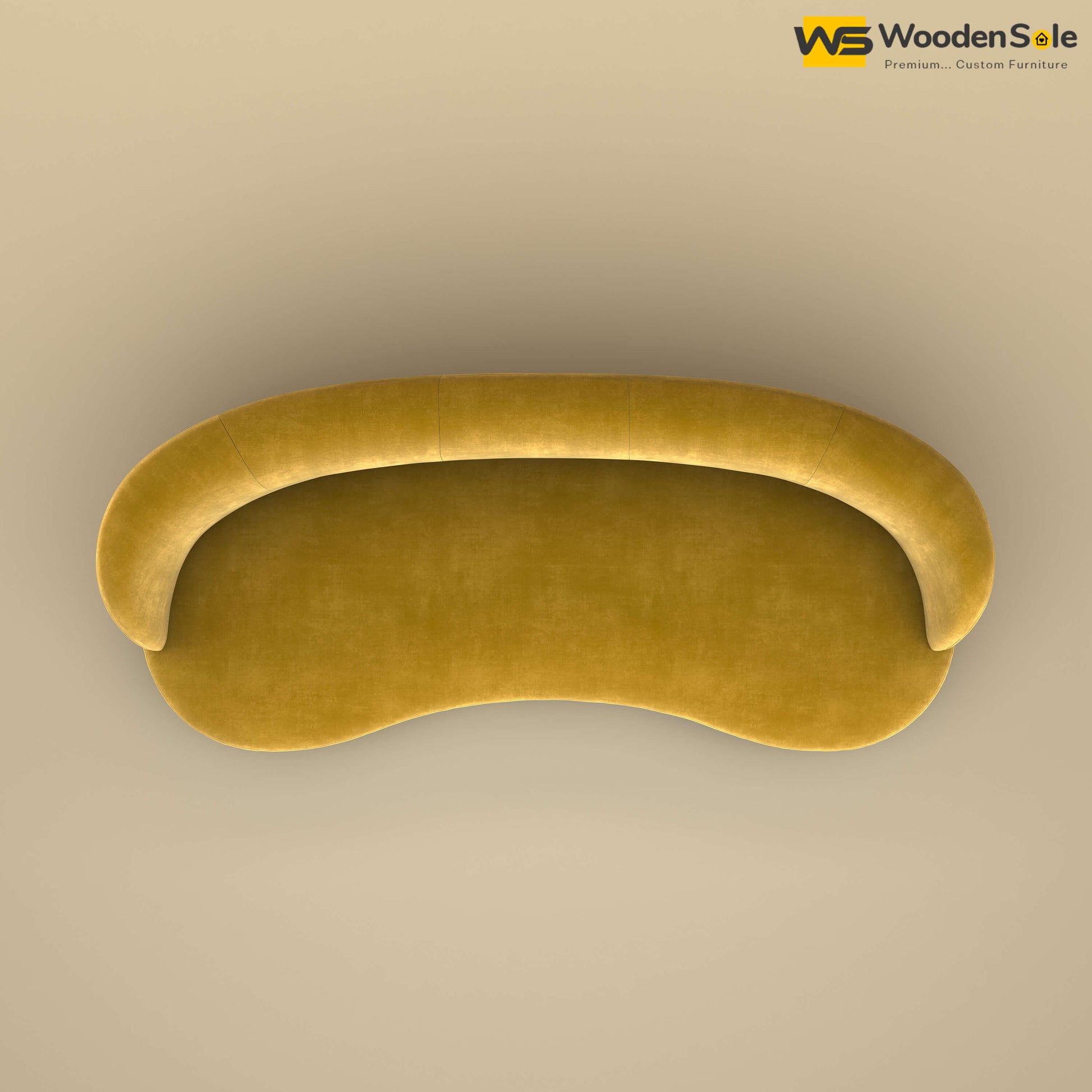 Rene Curved Modern 3-Seater Sofa (Velvet, Mustard Yellow)
