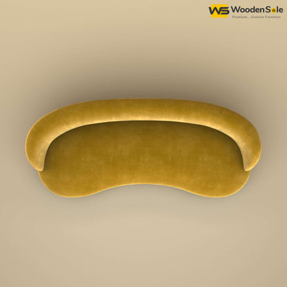 Rene Curved Modern 3-Seater Sofa (Velvet, Mustard Yellow)