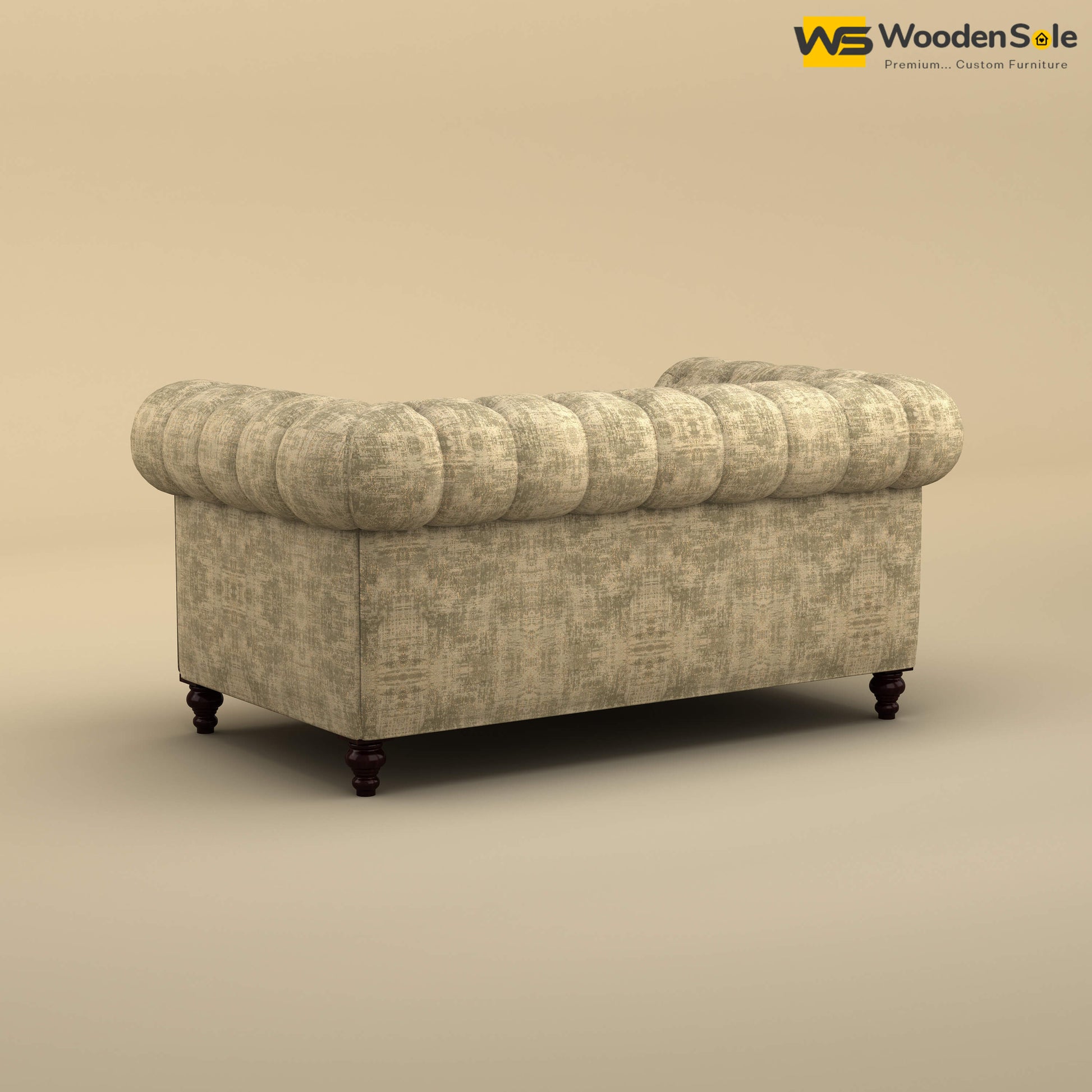 Maharaja Fabric 2 Seater Sofa (Cotton, Patchy Cream)