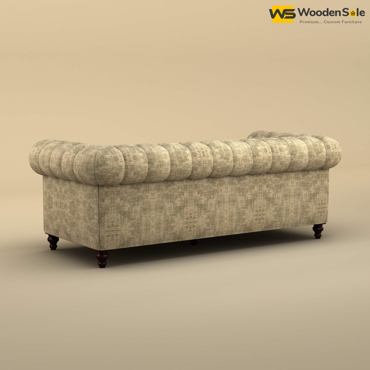 Maharaja Fabric 3 Seater Sofa (Cotton, Patchy Cream)