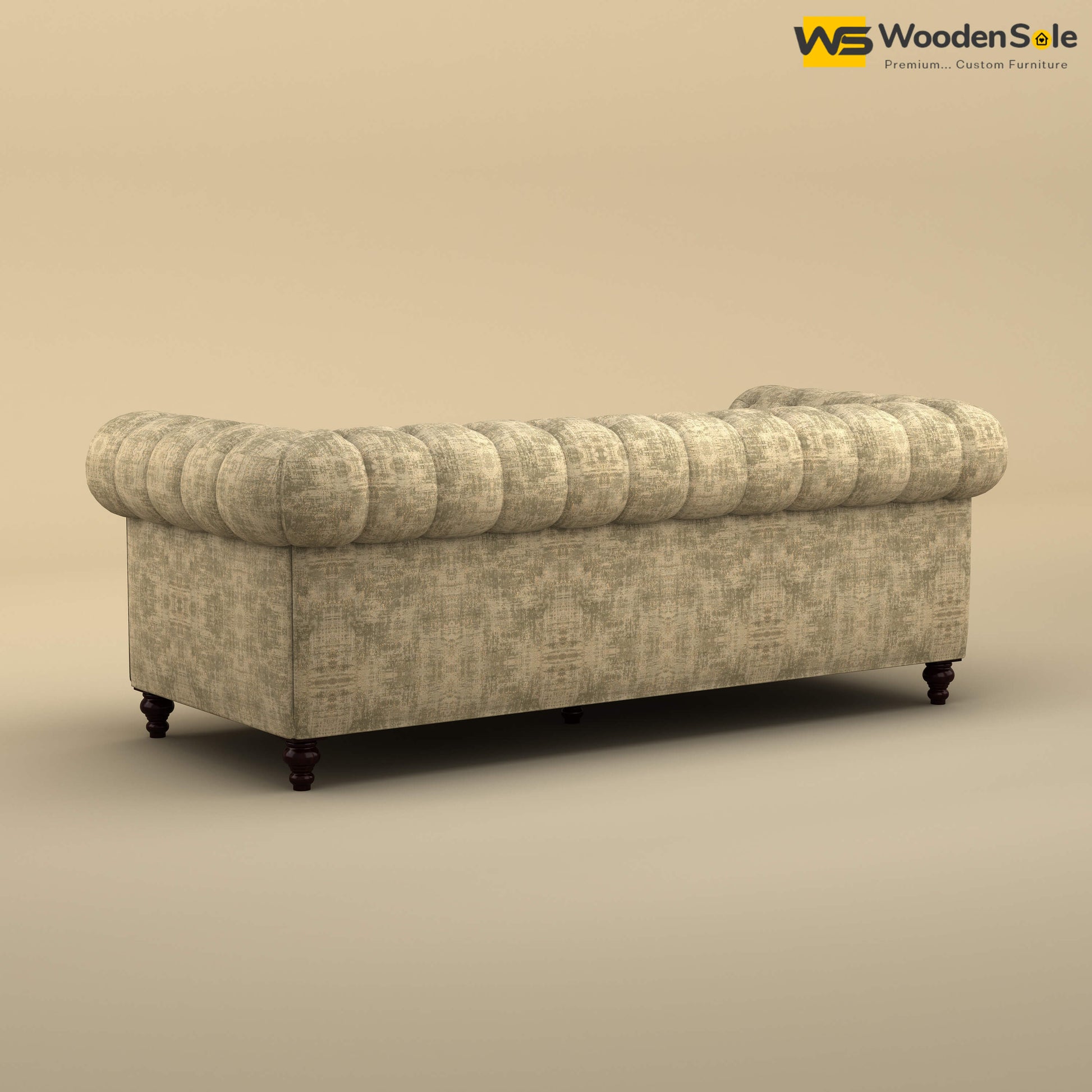 Maharaja Fabric 3 Seater Sofa (Cotton, Patchy Cream)
