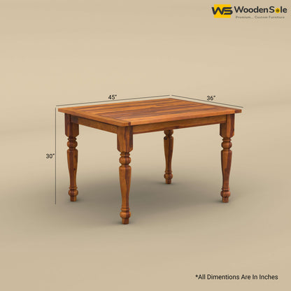 Martha 4 Seater Dining Table Set (Honey Finish)