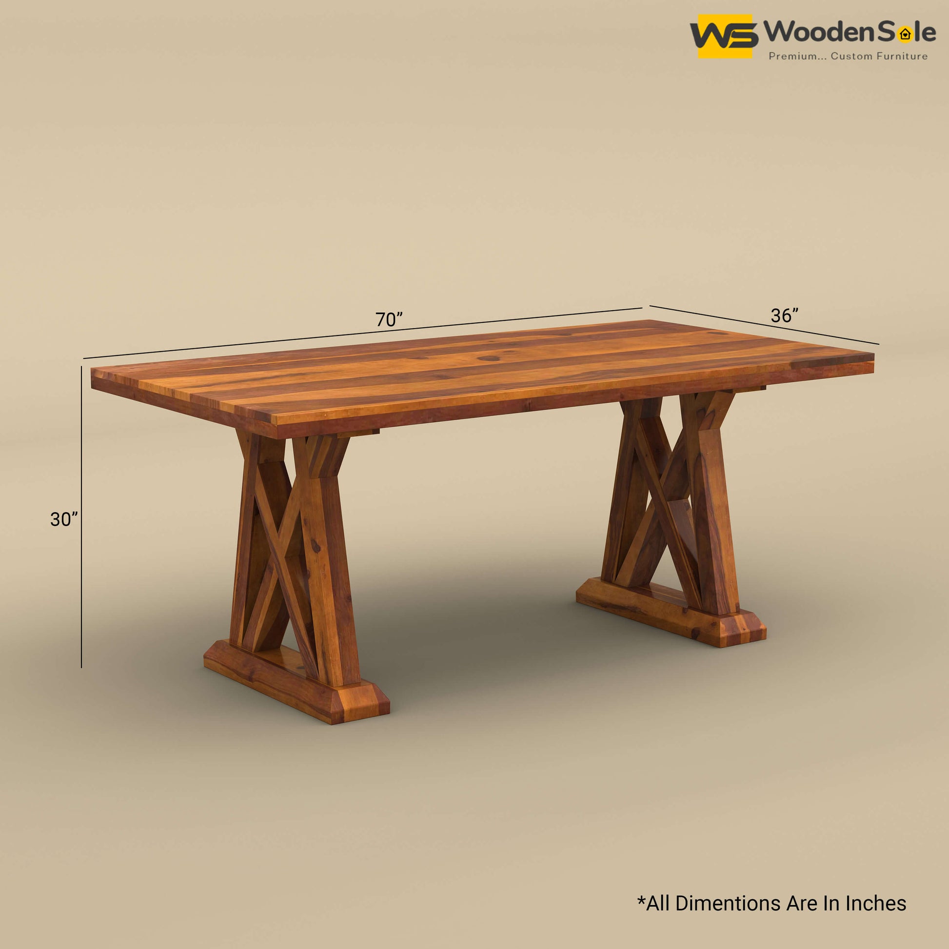 Criss Cross 6 Seater Dining Table (Honey Finish)