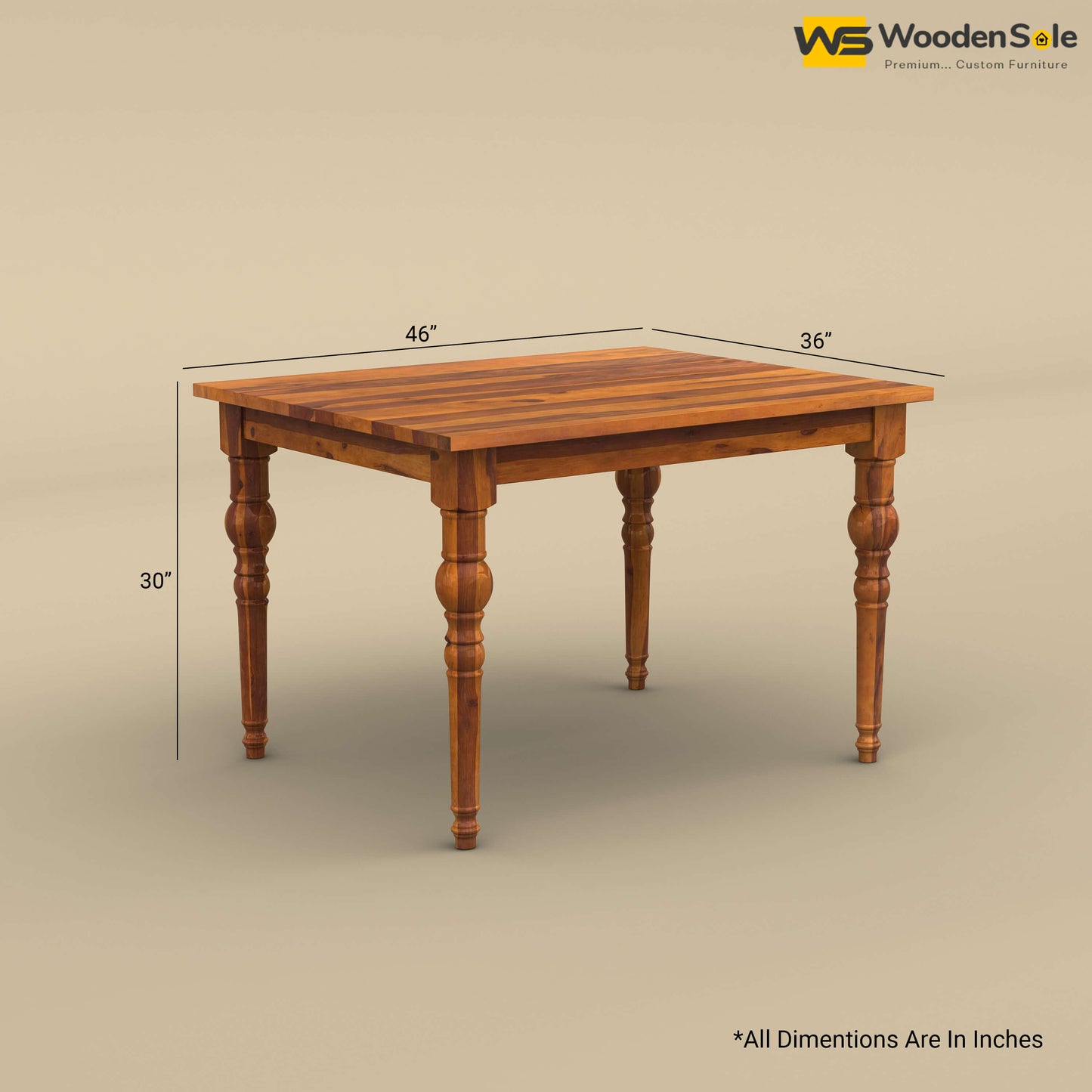 Elliot Dining Table 4 Seater Set (Honey Finish)