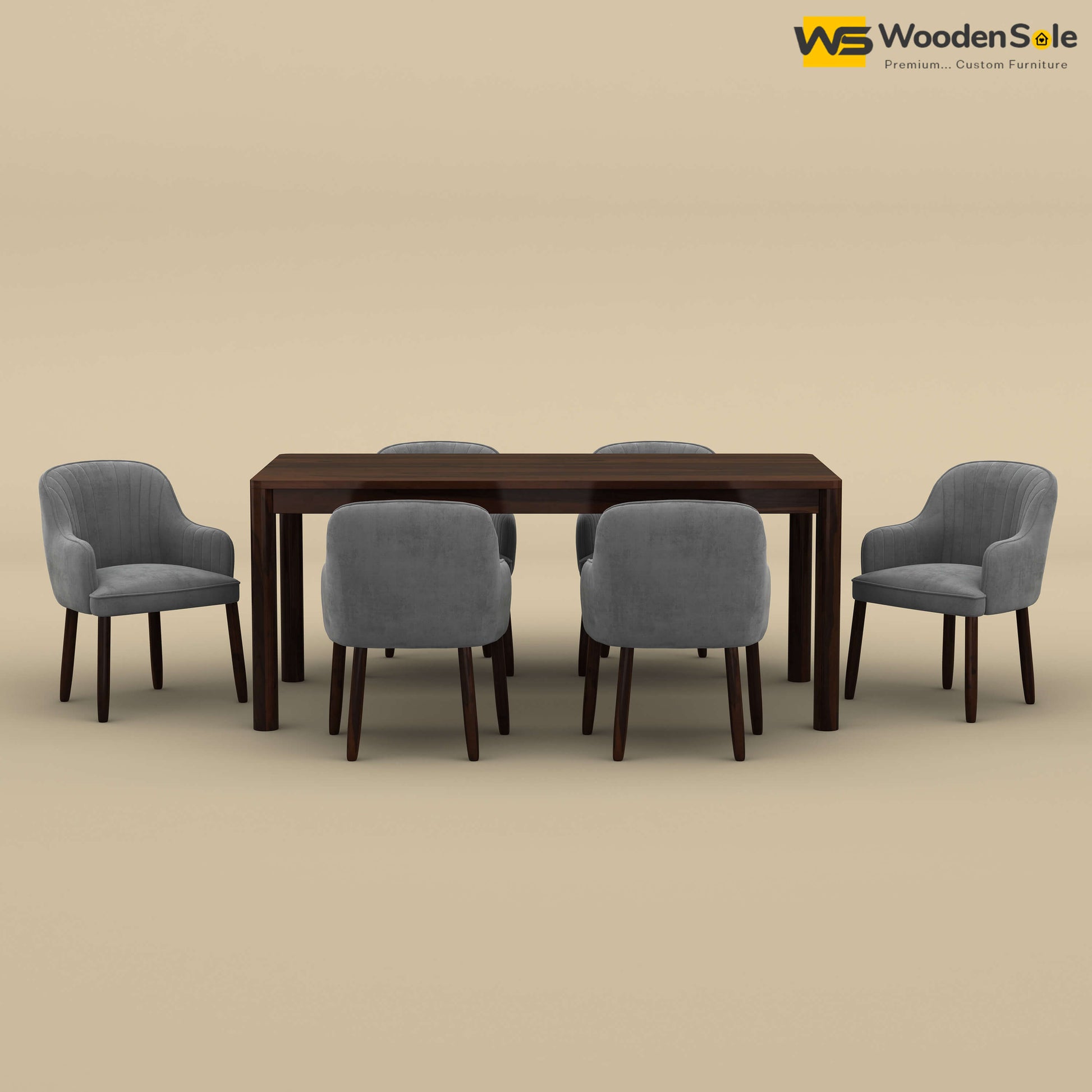 Madrid 6 Seat Dining Table Set (Walnut Finish)