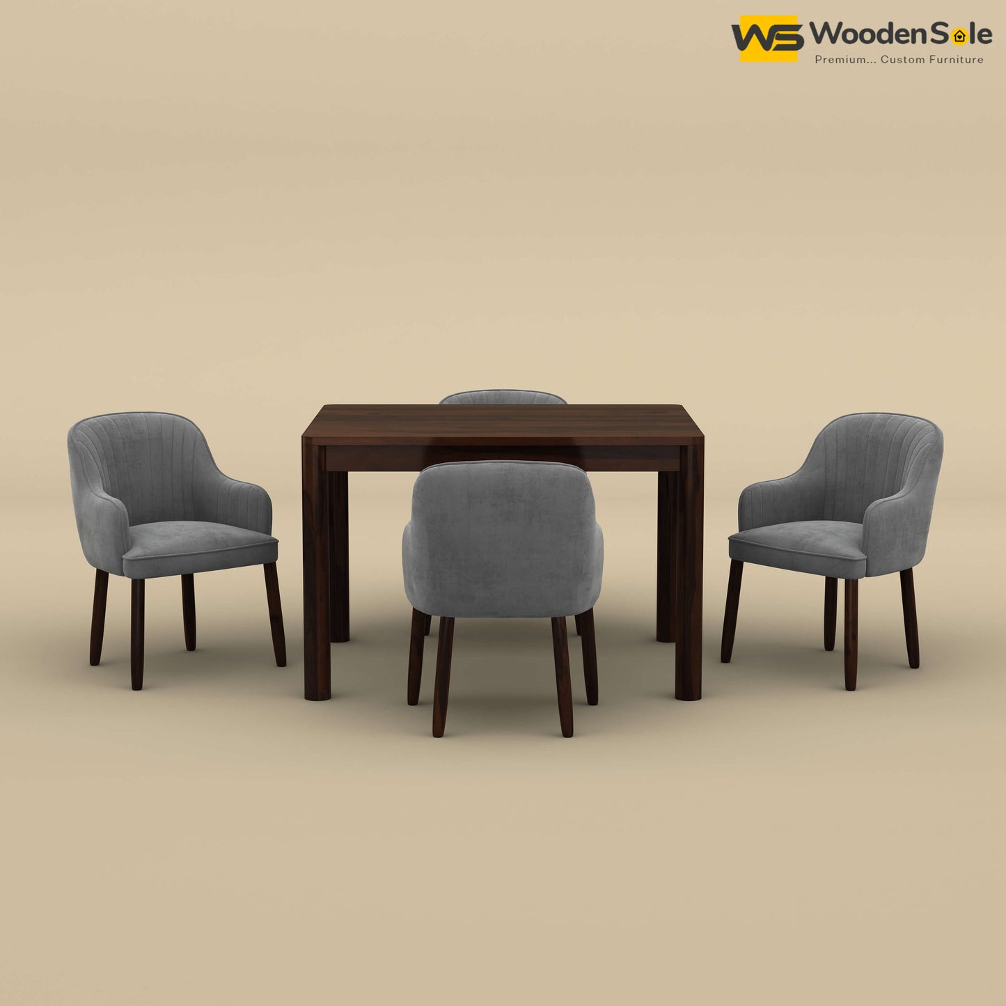 Madrid 4 Seat Dining Table Set (Walnut Finish)