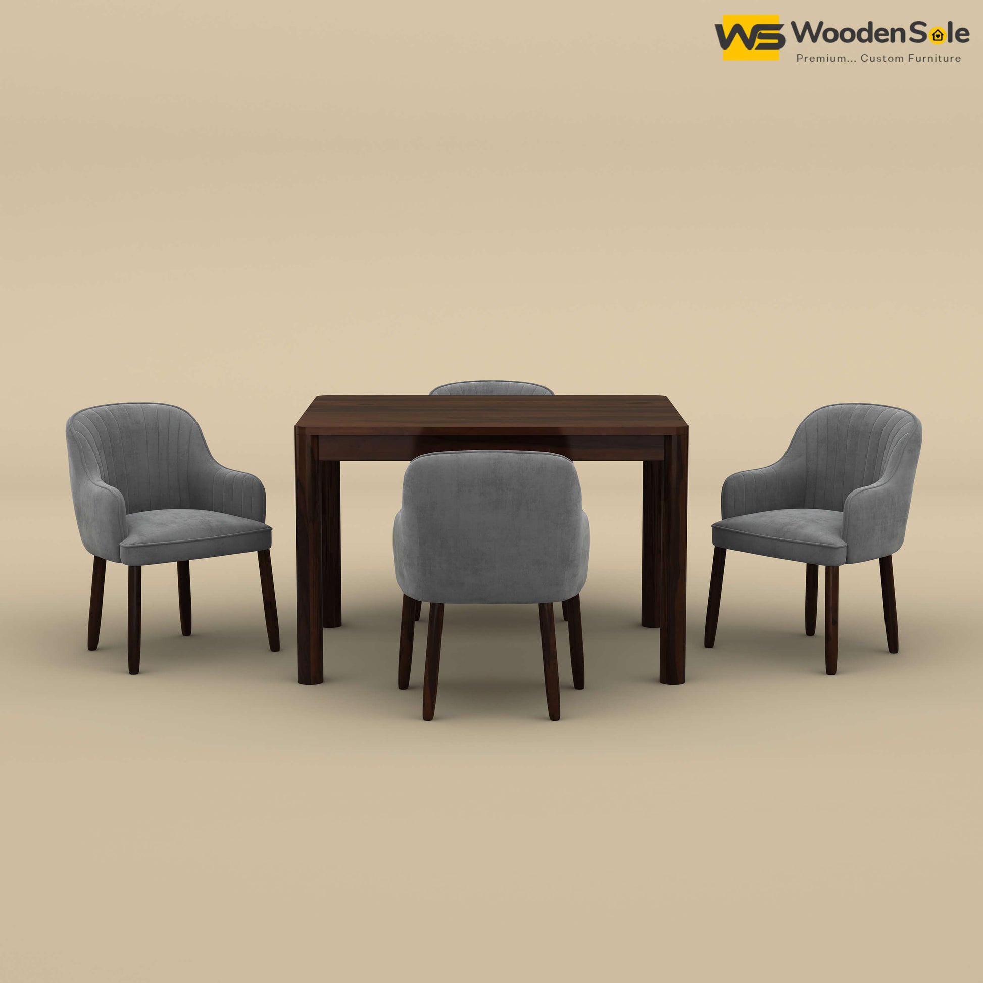 Madrid 4 Seat Dining Table Set (Walnut Finish)