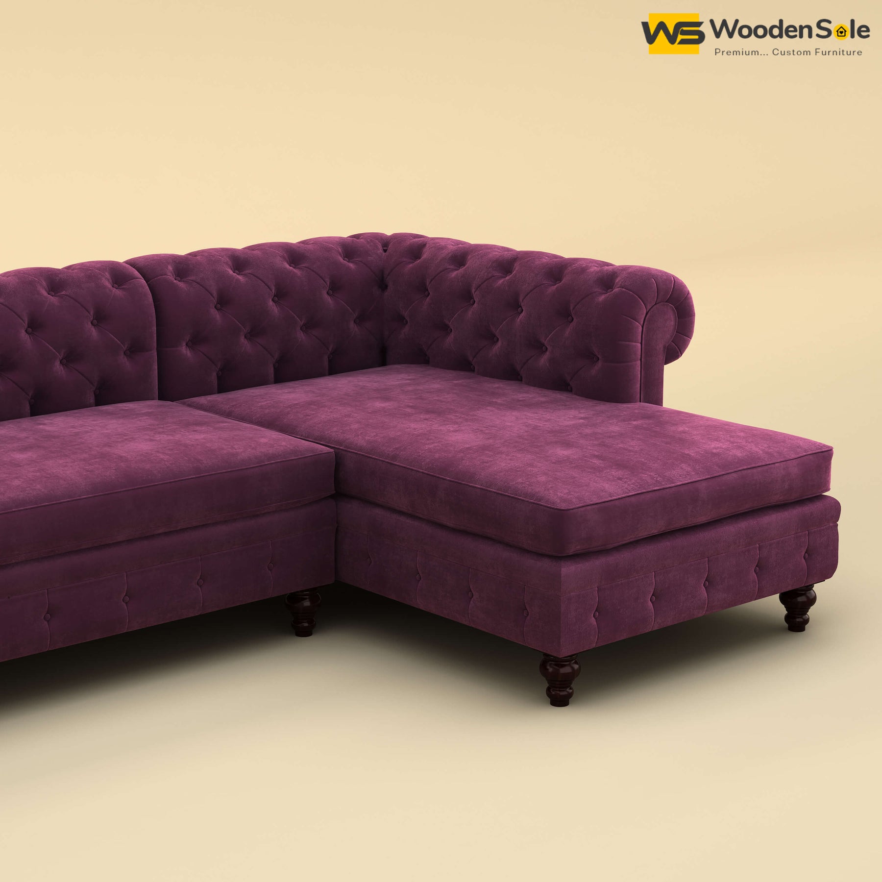 Buy Maharaja L Shaped Sofa (Velvet, Dark Purple) Online In India At