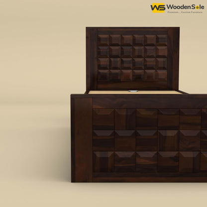 Diamond Drawer Storage Bed (Single, Walnut Finish)