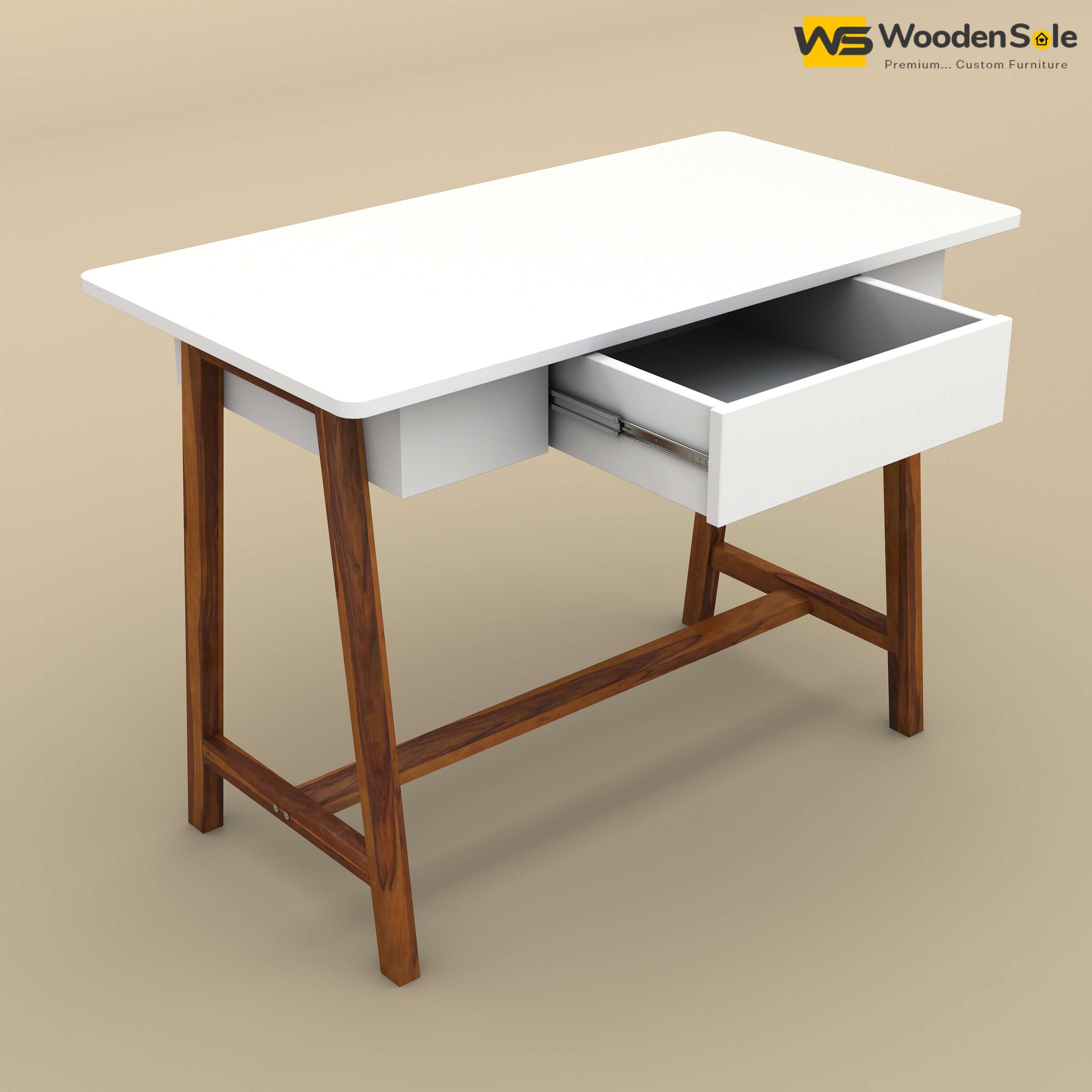 Buy Modern Study Table (White Honey Finish) Online In India At