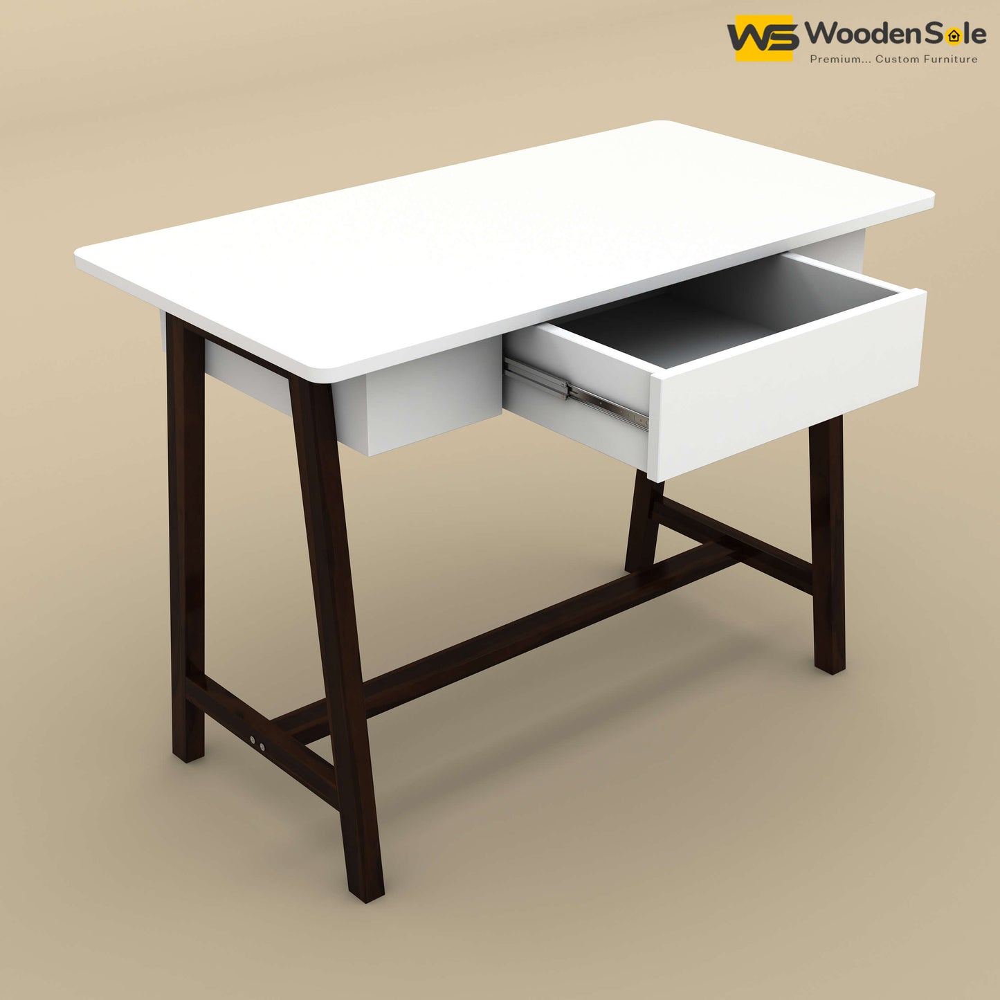 Modern Study Table (White & Walnut Finish)
