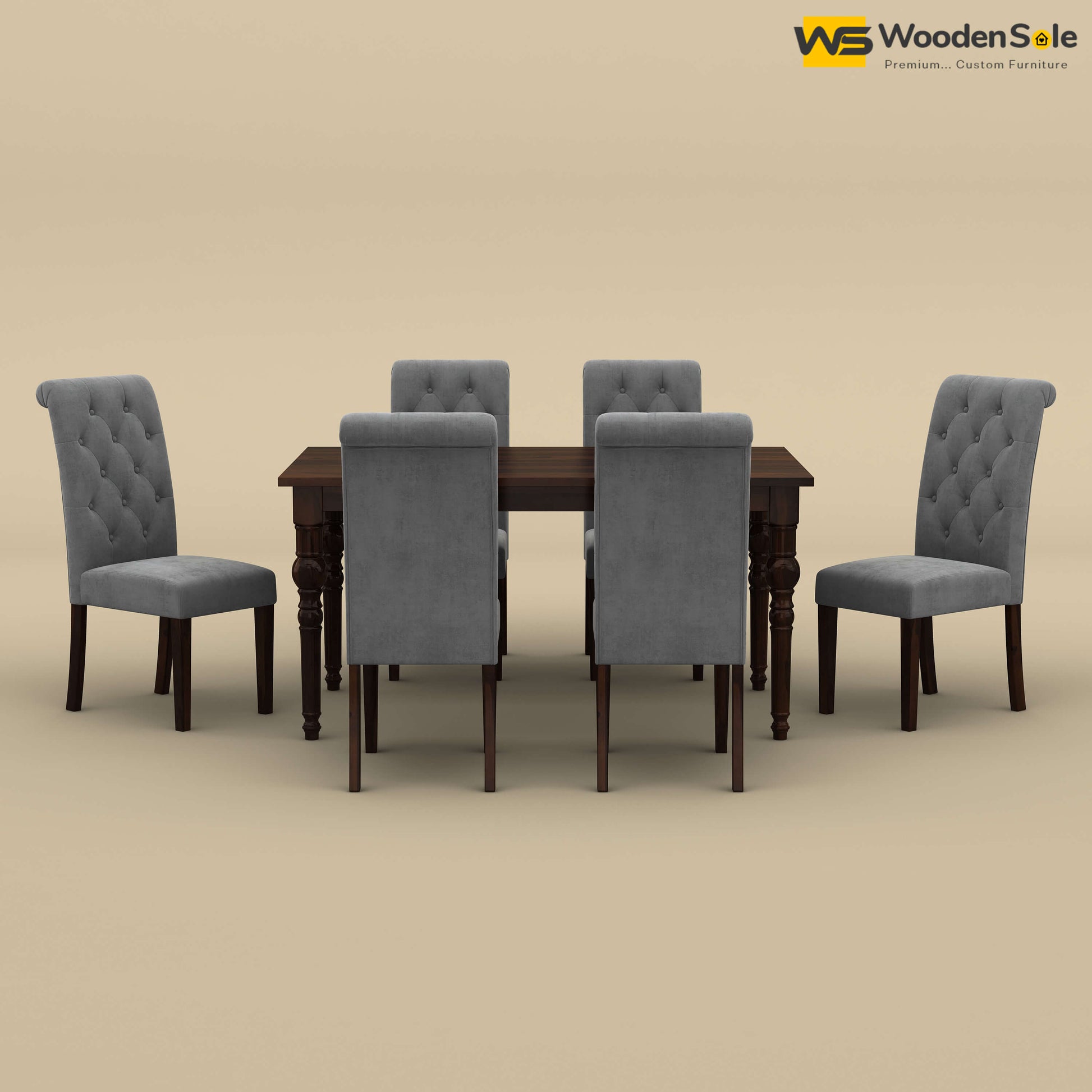 Elliot Dining Table 6 Seater Set (Walnut Finish)
