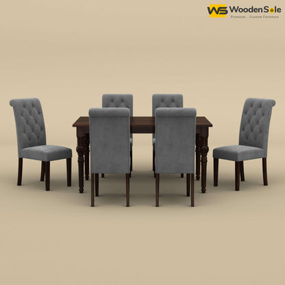 Elliot Dining Table 6 Seater Set (Walnut Finish)