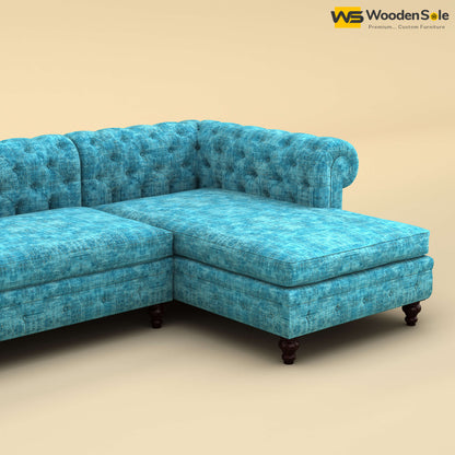 Maharaja L Shaped Sofa (Cotton, Teal Blue)