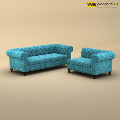 Maharaja Corner Sofa (Cotton, Teal Blue)