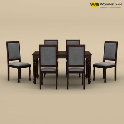 Engrave Dining Table Set 6 Seater (Walnut Finish)