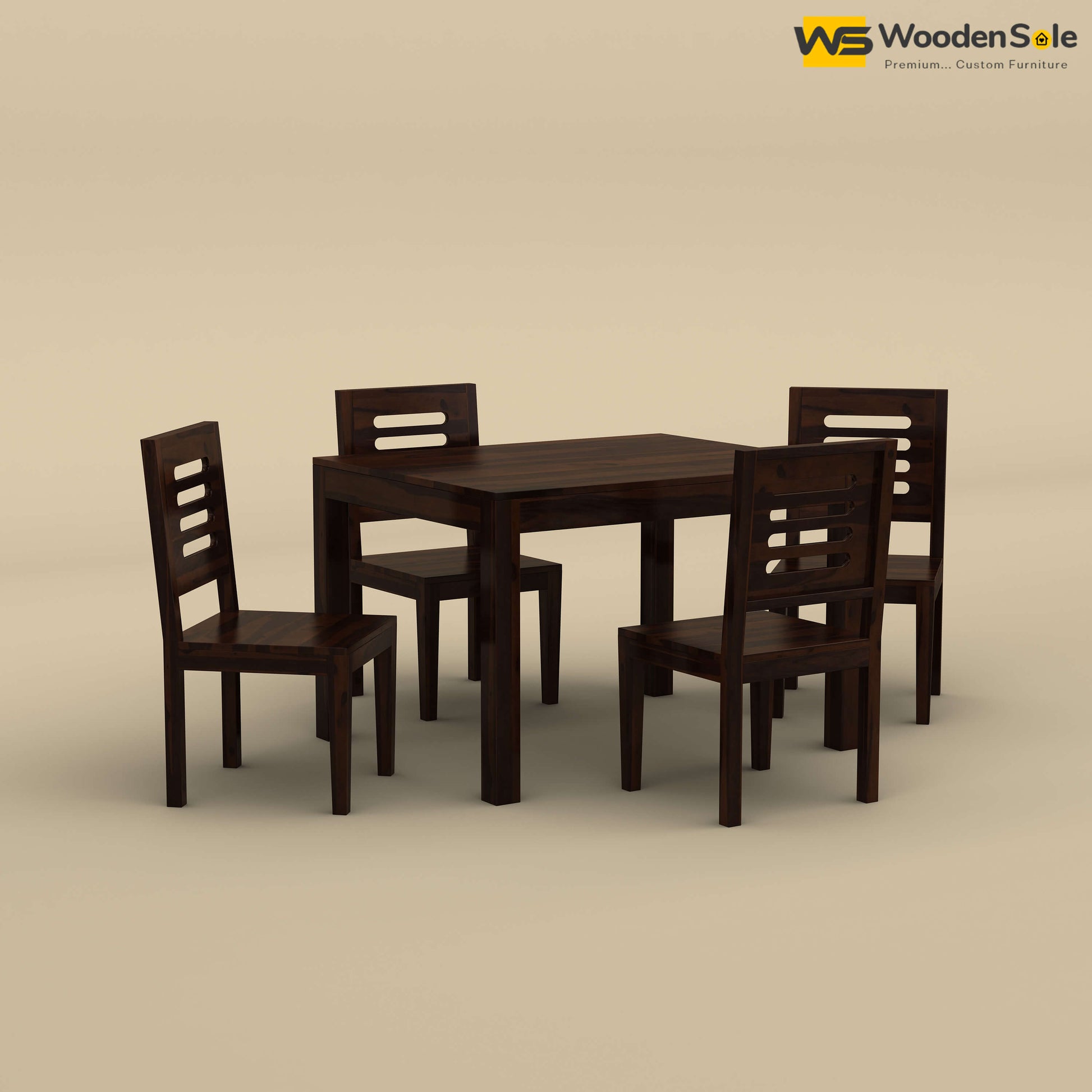 Sheesham Wood 4 Seater Dining Table Set (Walnut Finish)