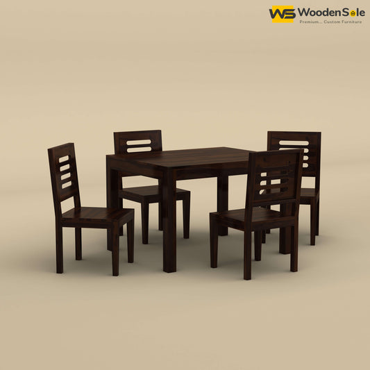 Sheesham Wood 4 Seater Dining Table Set (Walnut Finish)