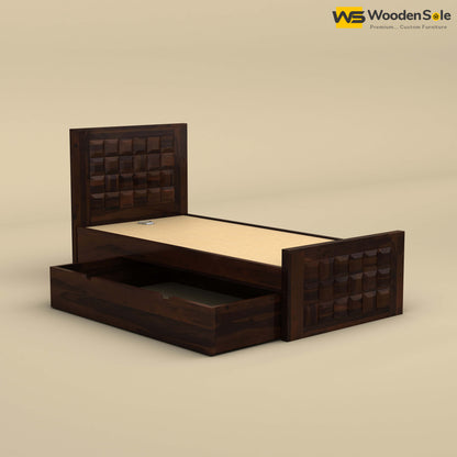 Diamond Drawer Storage Bed (Single, Walnut Finish)