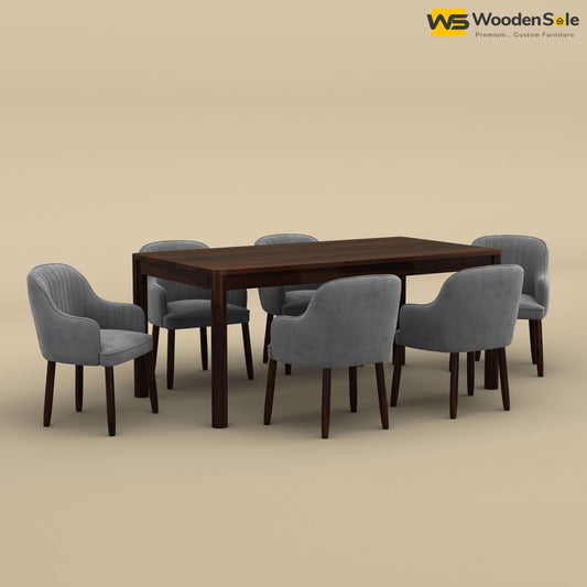 Madrid 6 Seat Dining Table Set (Walnut Finish)