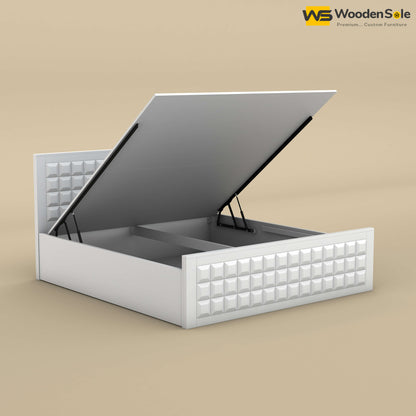 Diamond Hydraulic Storage Bed (White Finish)