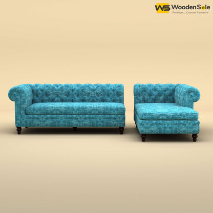 Maharaja L Shaped Sofa (Cotton, Teal Blue)