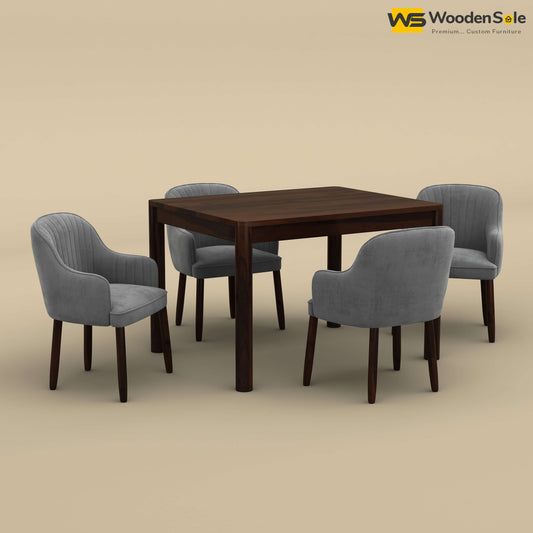 Madrid 4 Seat Dining Table Set (Walnut Finish)