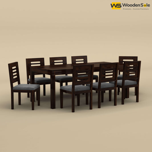 Sheesham Wood 8 Seater Dining Set with Upholstery Chair (Walnut Finish)