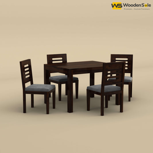 Sheesham Wood 4 Seater Dining Set with Upholstery Chair (Walnut Finish)