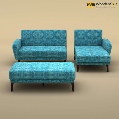 Daisy L Shape Sofa Cum Bed (Cotton, Teal Blue)