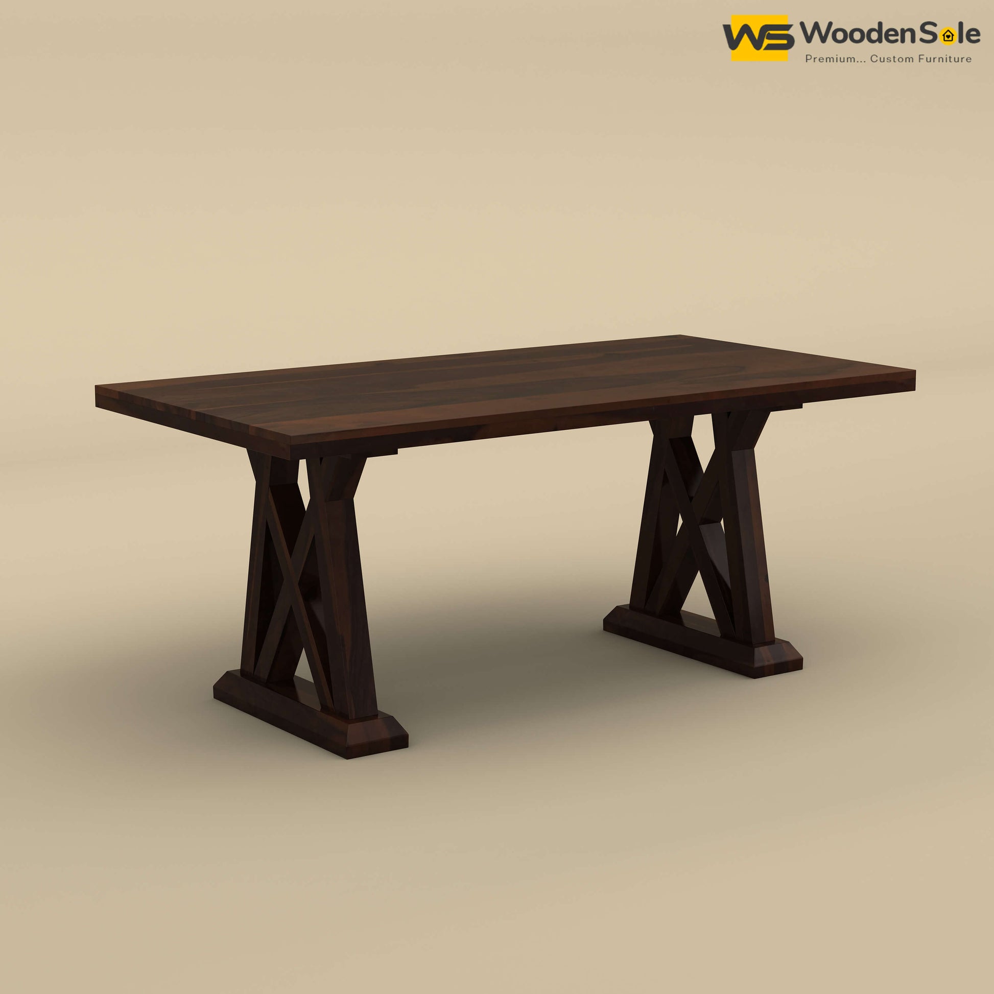 Criss Cross 6 Seater Dining Table (Walnut Finish)