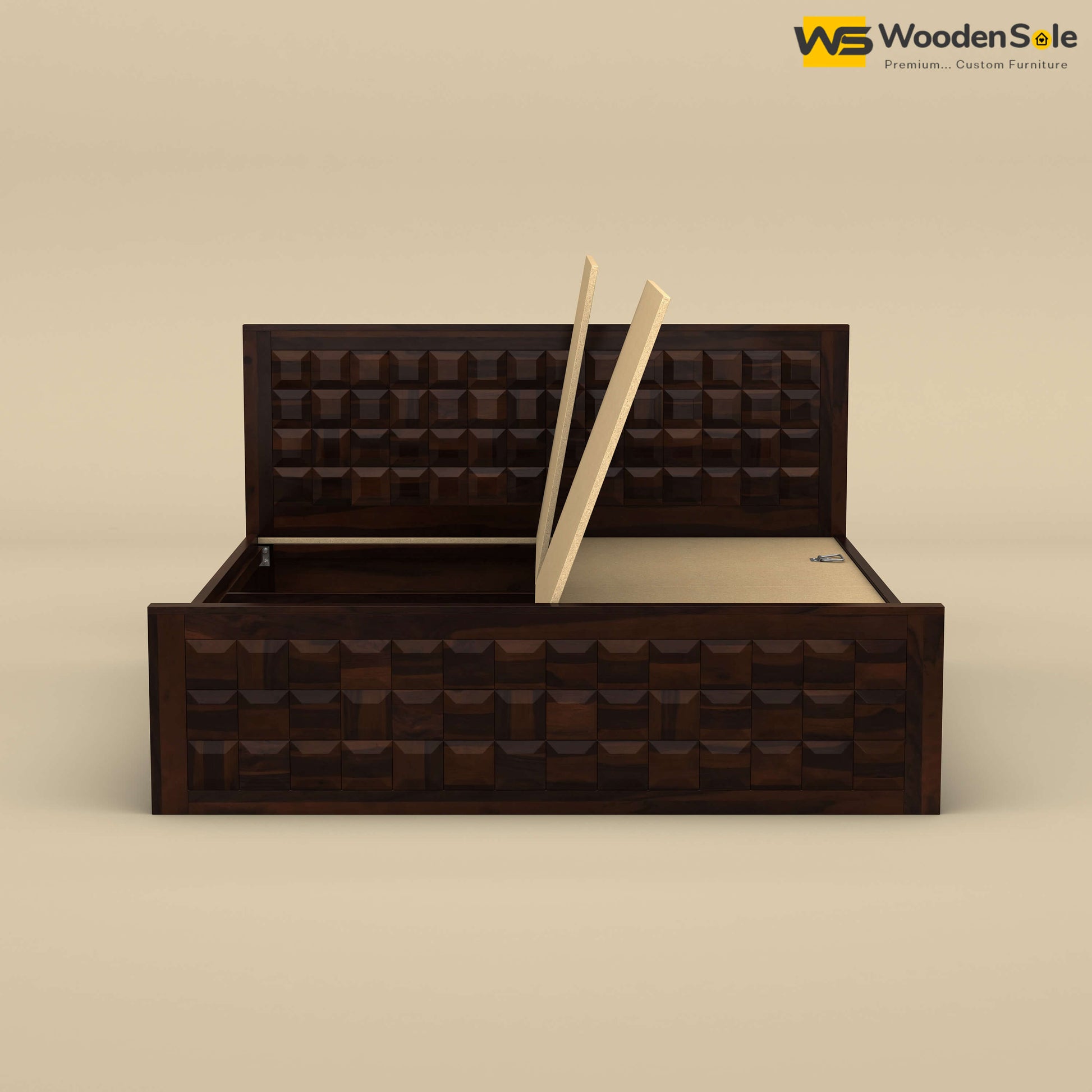 Diamond Box Storage Bed (Walnut Finish)